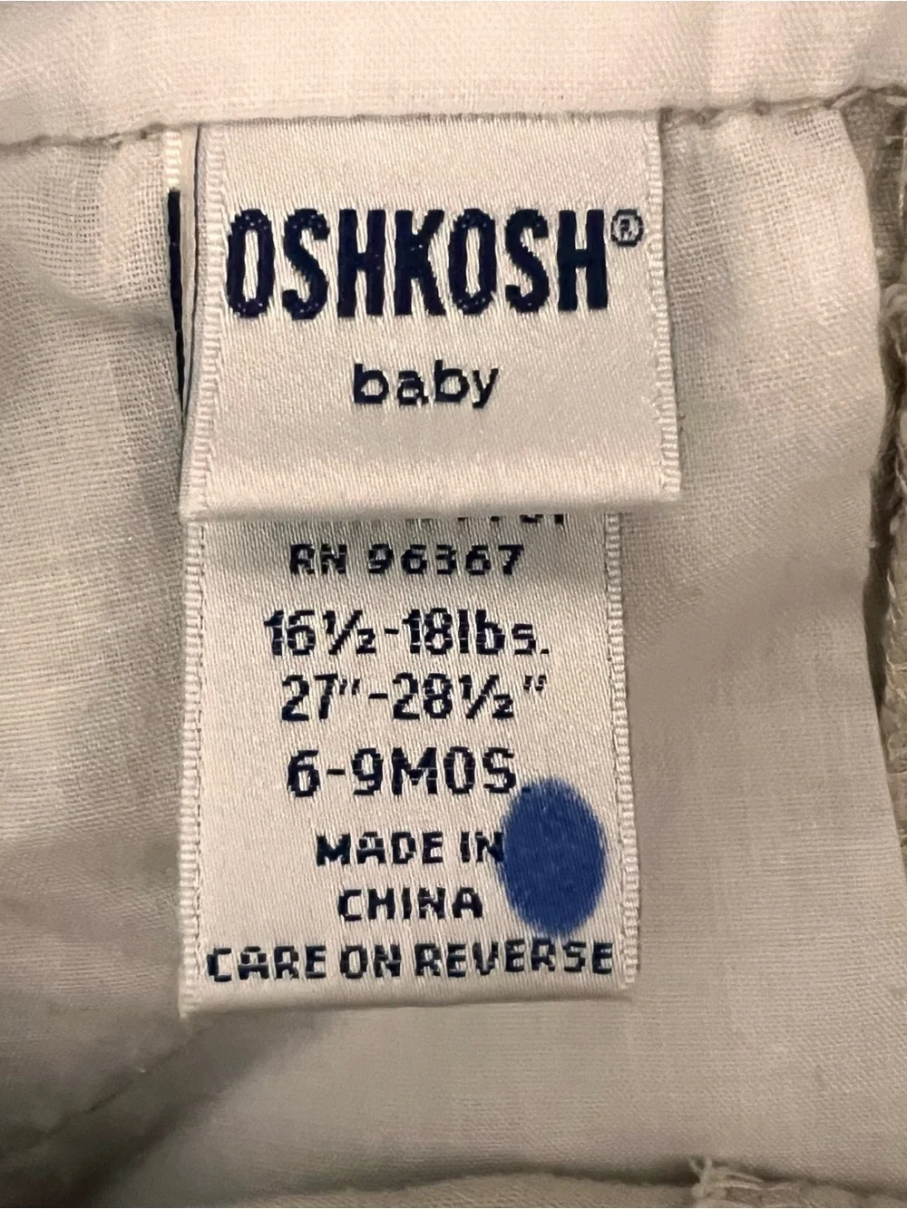Baby OshKosh B'gosh Beige Shortall Overalls Embroiderd lizard bugs 6-9mos EUC